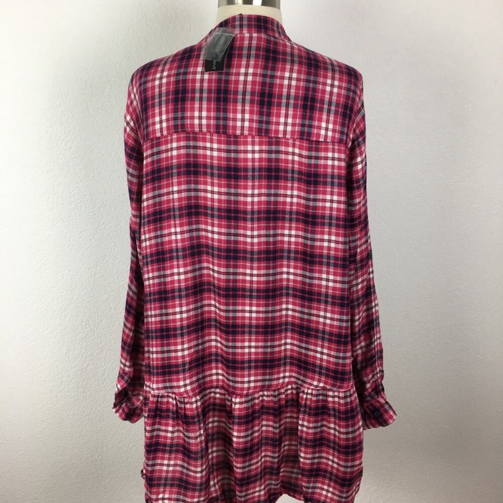Lane Bryant Pink Plaid Long Sleeve NWT Pop Over Top 14 - Picture 5 of 7